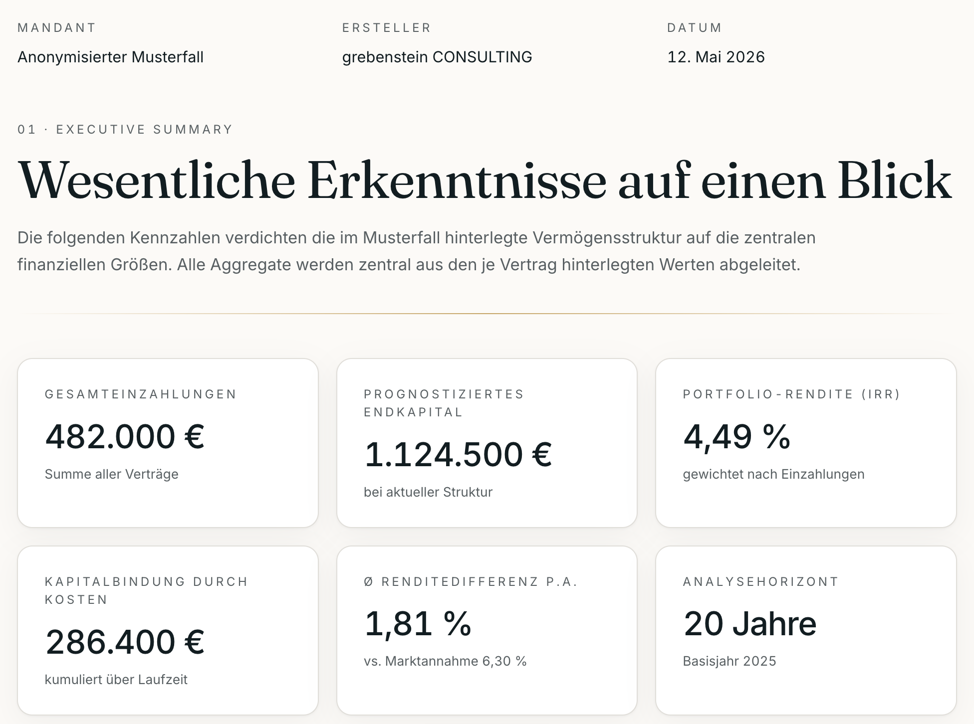 Vorschau der Musteranalyse – wesentliche Erkenntnisse